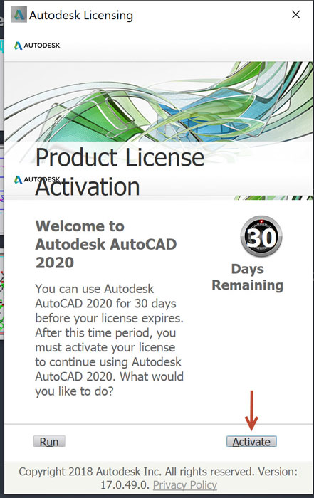 Chọn Activate Chọn Activate